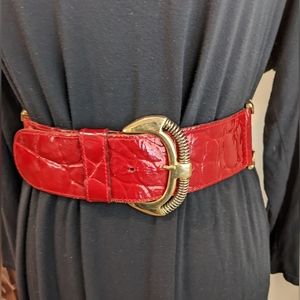 Vintage red patent leather belt